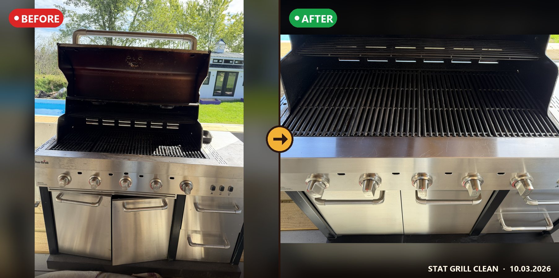 Open-lid view before and after
