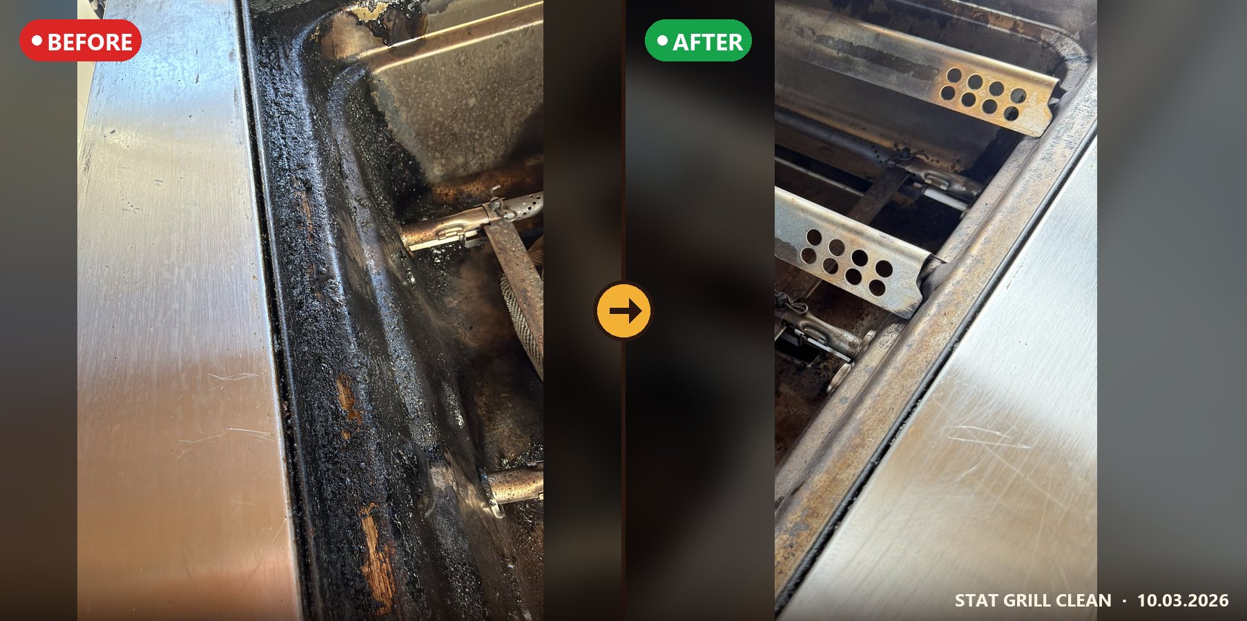 Firebox and side shelf before and after